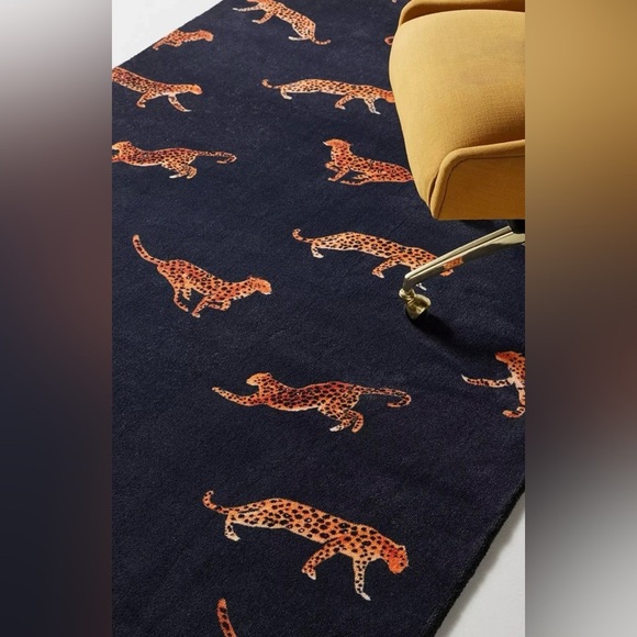 Anthropologie Home Navy Cheetah 3x5 Area Rug NWT - Picture 3 of 3